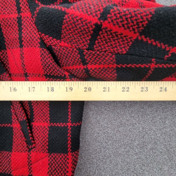 Denim Supply Ralph Lauren M Red Black Buffalo Plaid Double-breasted Pea Coat - Picture 7 of 8